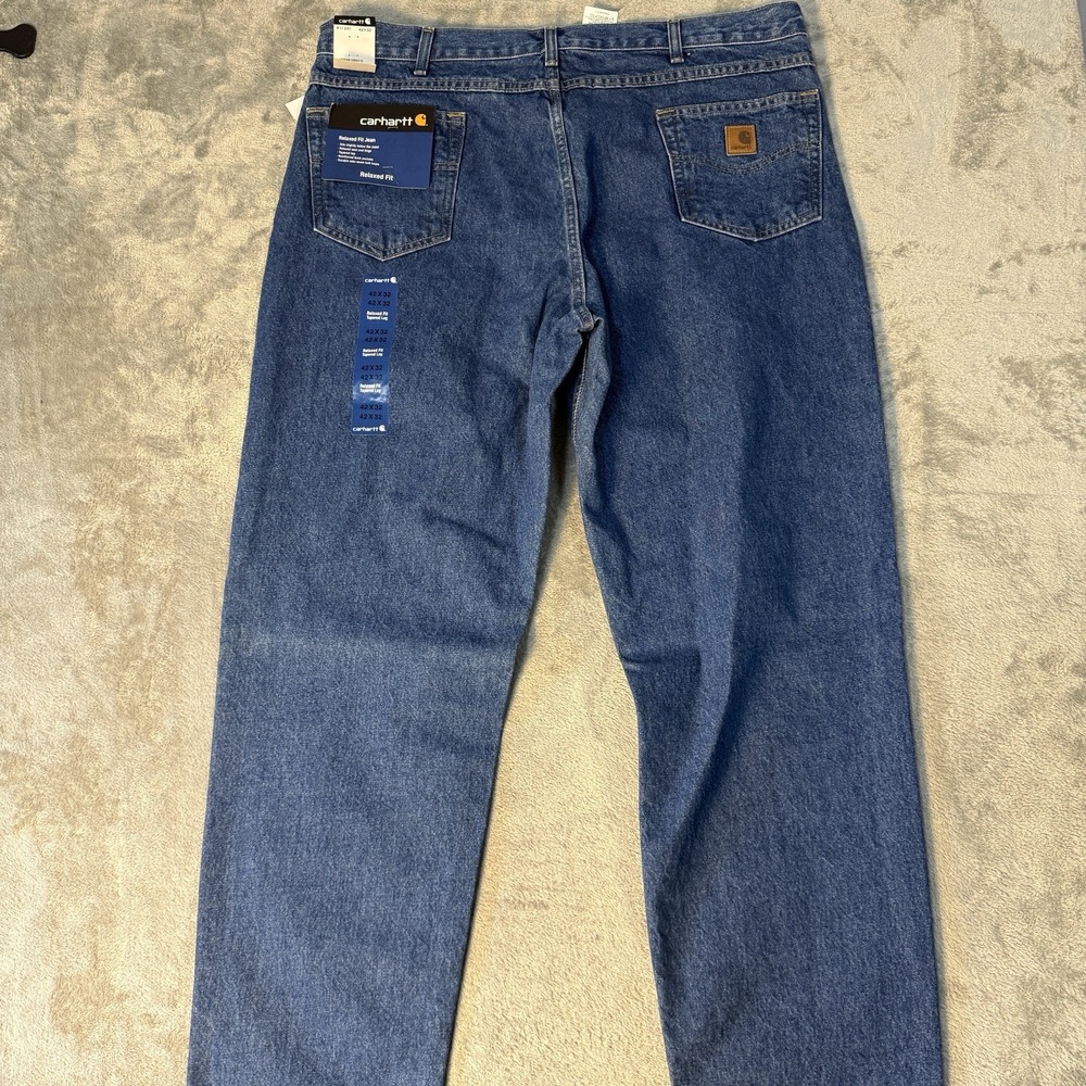 NWT Carhartt B17 DST Jeans Mens 42x32 Blue Relaxed Fit Tapered Leg Denim